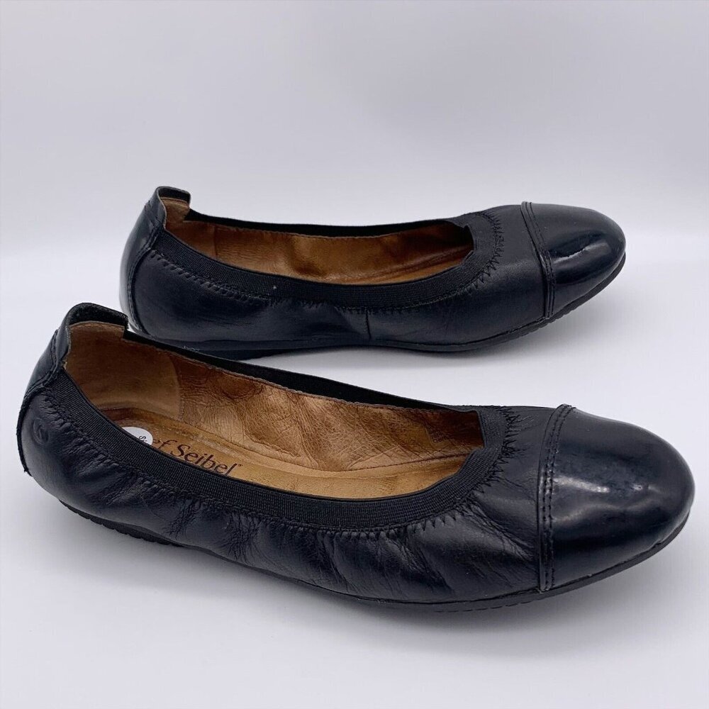 Womens size 37 eu Josef Seibel silver black leather loafers shoes flats Pippa 07